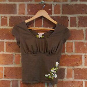 Guess Jeans Womens Cute Floral Summer Embroidered Cropped Top🌼🌸🍃